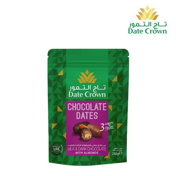 Date Crown Chocolate Dates – 250g Mixed Dark & Milk Chocolate Covered Delight