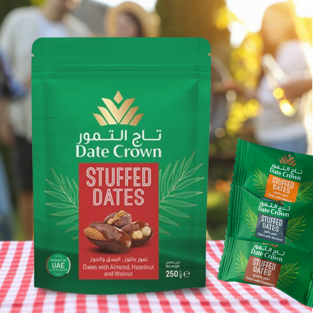 Date Crown Stuffed Dates 250g – Premium UAE Dates with Almond, Hazelnut & Walnut | 100% Natural, No Added Sugar