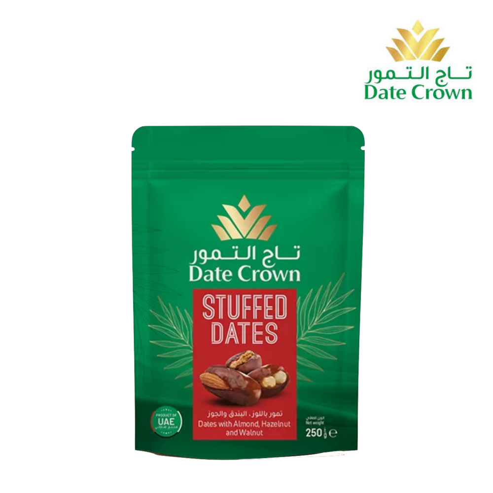 Date Crown Stuffed Dates 250g – Premium UAE Dates with Almond, Hazelnut & Walnut | 100% Natural, No Added Sugar
