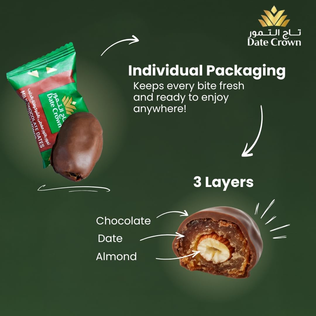 Date Crown Chocolate Dates – 250g Mixed Dark & Milk Chocolate Covered Delight