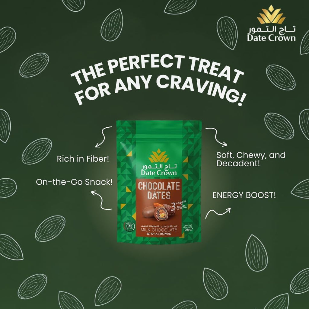 Date Crown Chocolate Dates – 250g Mixed Dark & Milk Chocolate Covered Delight