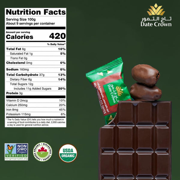 Date Crown Chocolate Dates – 250g Mixed Dark & Milk Chocolate Covered Delight