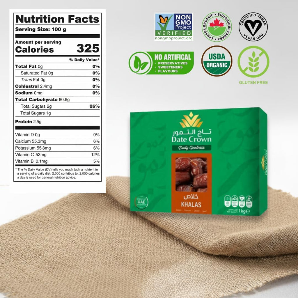 Date Crown Khalas Dates 1Kg – Premium UAE Dates | 100% Natural