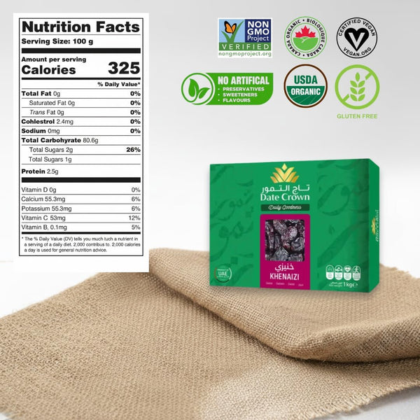 Date Crown Khenaizi Dates 1Kg – Premium UAE Dates | 100% Natural