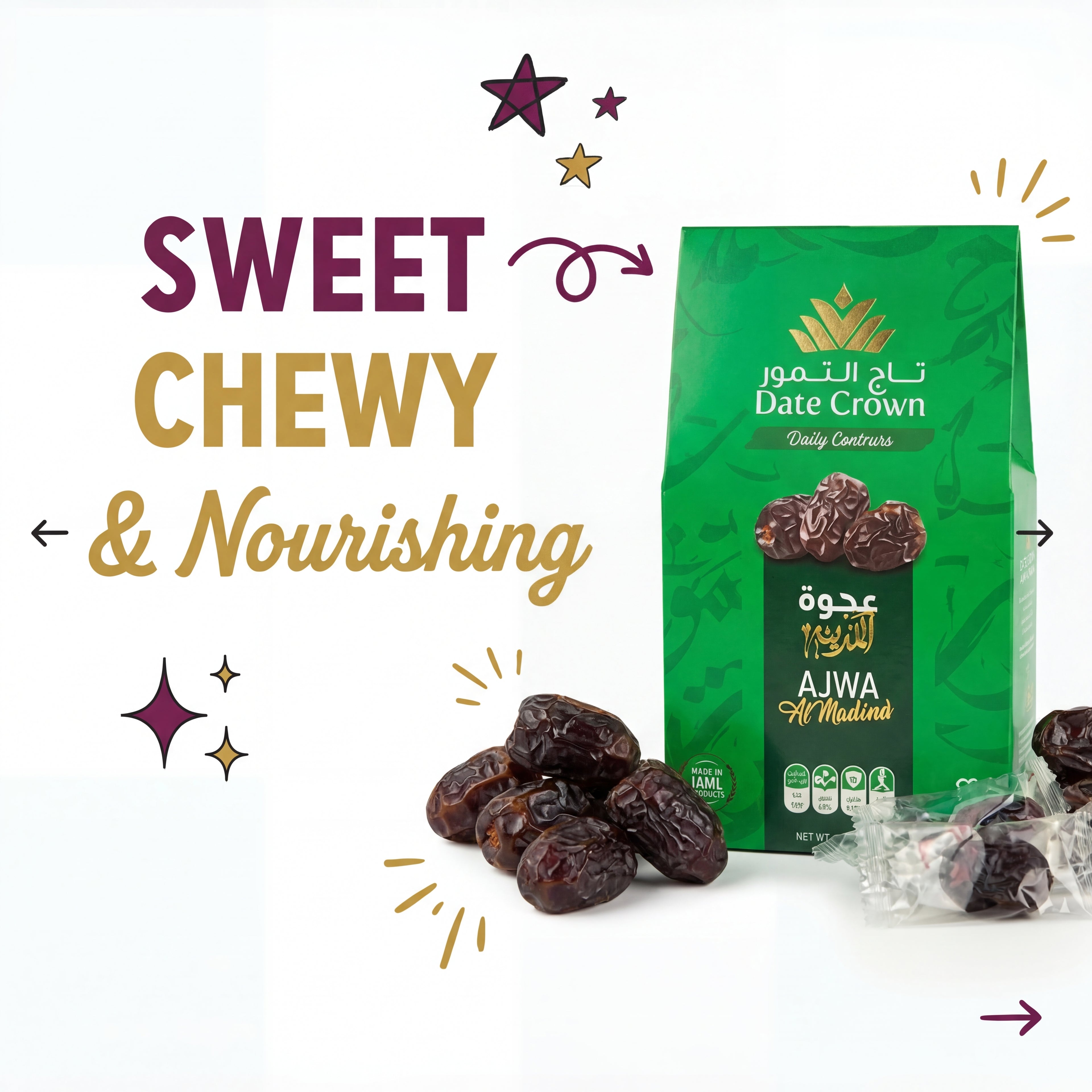 Date Crown Ajwa Dates 200g – Premium Saudi Dates | 100% Natural, No Added Sugar
